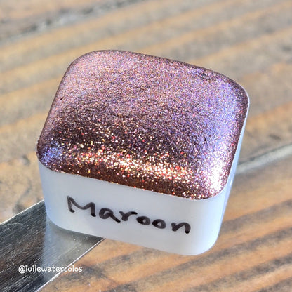 Maroon Half 2024 Christmas New Handmade Chrome Shimmer Watercolor Paints by iuilewatercolors