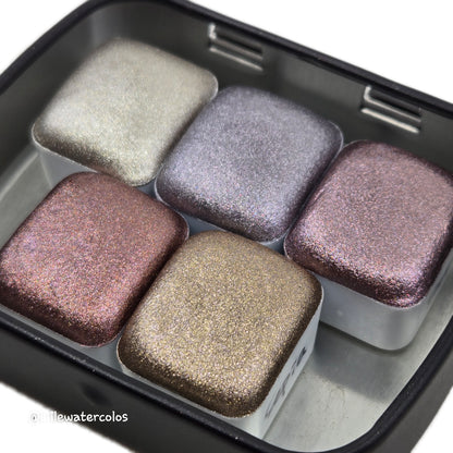 Chic Tinsel Half Set 2024 Christmas New Handmade Chrome Shimmer Watercolor Paints by iuilewatercolors