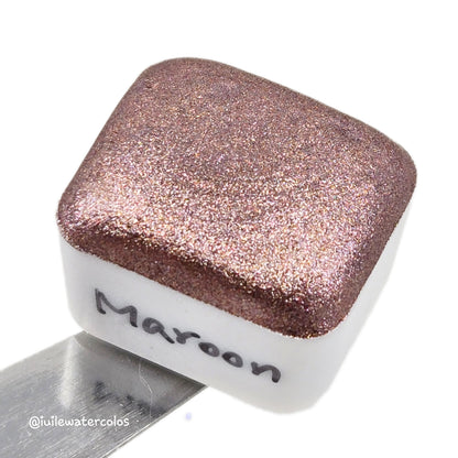 Maroon Half 2024 Christmas New Handmade Chrome Shimmer Watercolor Paints by iuilewatercolors