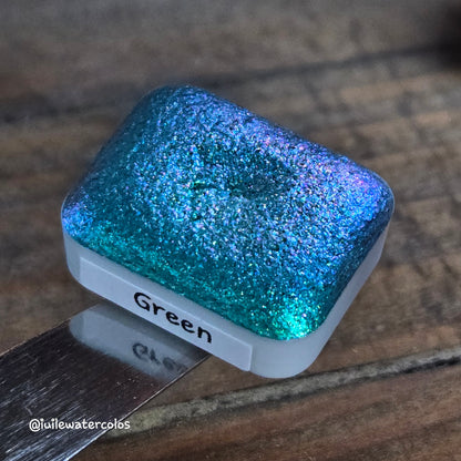 Green Rainbow Super Color Shift Handmade Shimmer Watercolor Paint