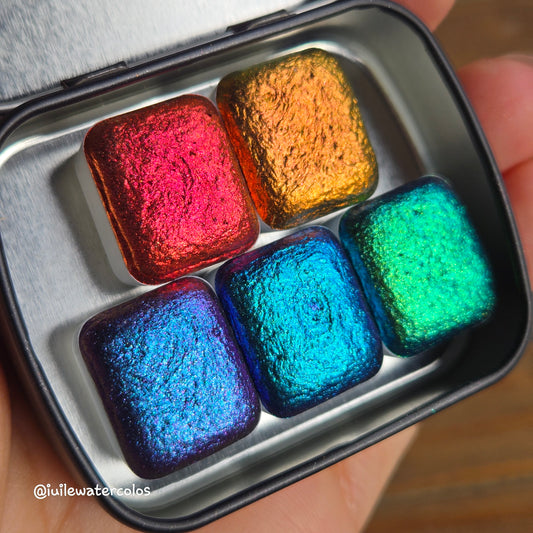 Half Set New vivid Handmade Chrome Super Color Shift Shimmer Watercolor Paints by iuilewatercolors