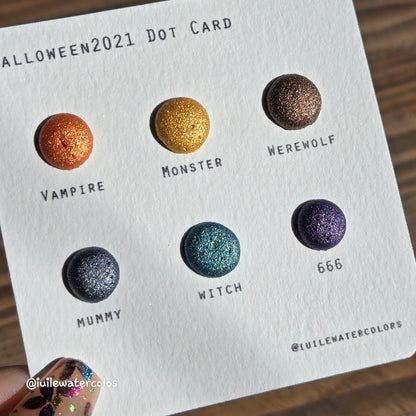 Halloween2021 Dot Card Handmade Chrome Super Color Shift Shimmer Watercolor Paints by iuilewatercolors