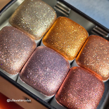 Glow Glam Christmas Set Metallic Chrome Shimmer Handmade Watercolor Paints by iuilewatercolors