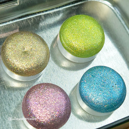 Cotton Candy Button set Handmade Chrome Shimmer Holographic Watercolor Paints by iuilewatercolors