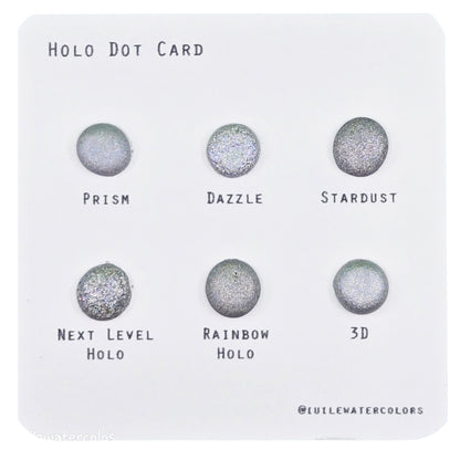 New Hologram Dot Card Tester Sampler Watercolor Shimmer Glittery Paints