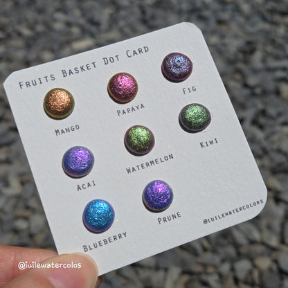 Fruits Basket Dot Card Tester Sampler Watercolor Shimmer Glittery Paints