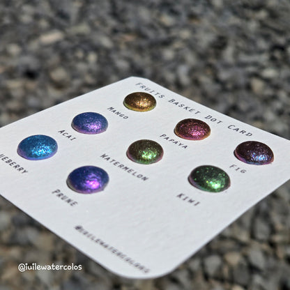 Fruits Basket Dot Card Tester Sampler Watercolor Shimmer Glittery Paints