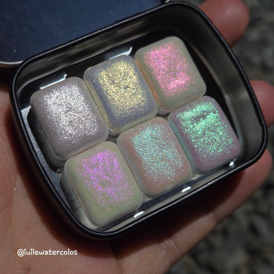 Quarter Shiny Fairy Set Handmade Iridescent Chameleon Aurora Shimmer Watercolor Paints