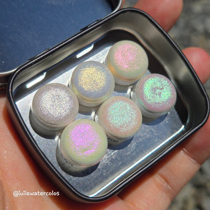 Button Shiny Fairy Set Handmade Iridescent Chameleon Aurora Shimmer Watercolor Paints