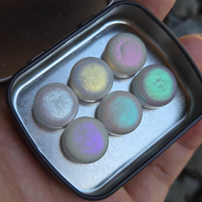 Button Shiny Fairy Set Handmade Iridescent Chameleon Aurora Shimmer Watercolor Paints