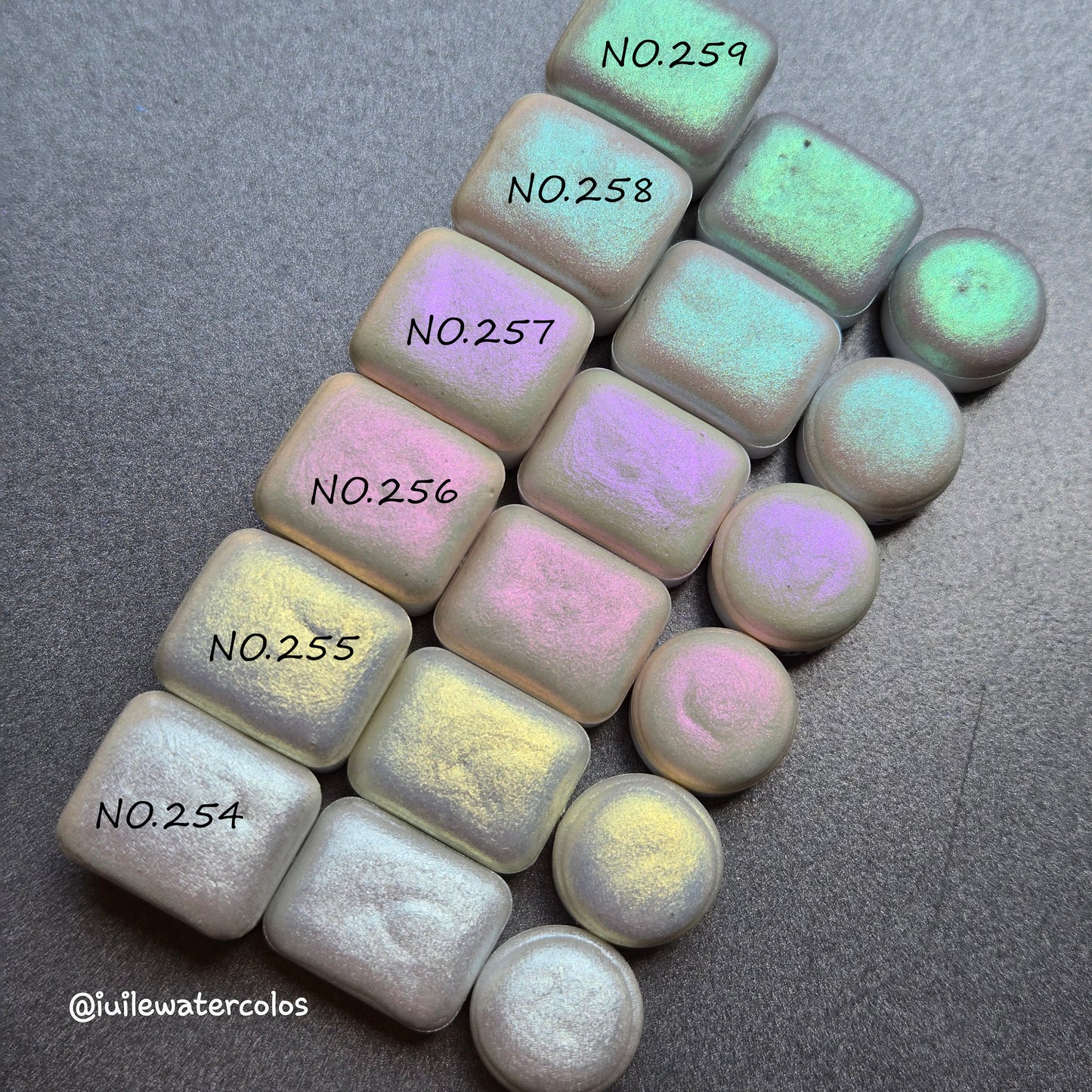 No.254-259 Shiny Fairy Handmade Iridescent Chameleon Aurora Shimmer Watercolor Paints