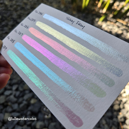 Shiny Fairy Dot Card Handmade Metallic Shimmer Color Shift Watercolor Paints