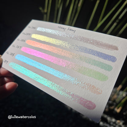 Shiny Fairy Dot Card Handmade Metallic Shimmer Color Shift Watercolor Paints