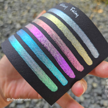 Shiny Fairy Dot Card Handmade Metallic Shimmer Color Shift Watercolor Paints