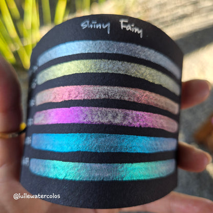 Shiny Fairy Dot Card Handmade Metallic Shimmer Color Shift Watercolor Paints