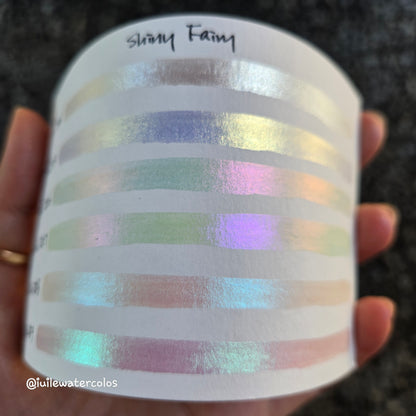 Shiny Fairy Dot Card Handmade Metallic Shimmer Color Shift Watercolor Paints