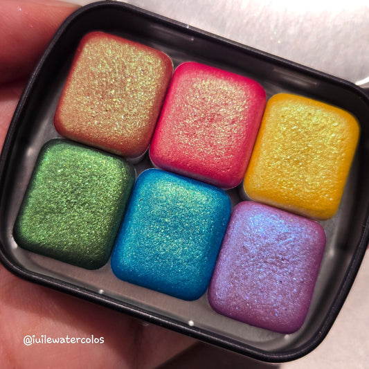 Half Popsicle Set Handmade Metallic Shimmer Color Shift Watercolor Paints
