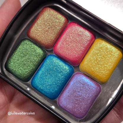 Quarter Popsicle Set Handmade Metallic Shimmer Color Shift Watercolor Paints