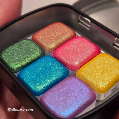 Quarter Popsicle Set Handmade Metallic Shimmer Color Shift Watercolor Paints