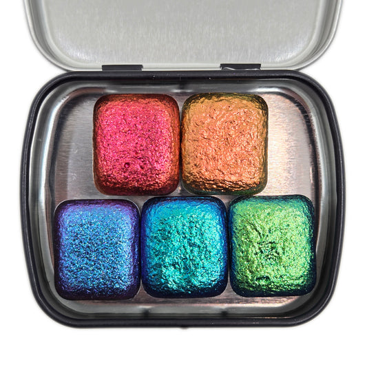 Half Set New vivid Handmade Chrome Super Color Shift Shimmer Watercolor Paints by iuilewatercolors