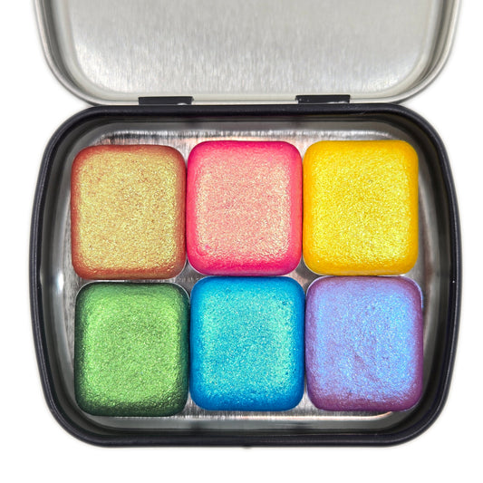 Half Popsicle Set Handmade Metallic Shimmer Color Shift Watercolor Paints