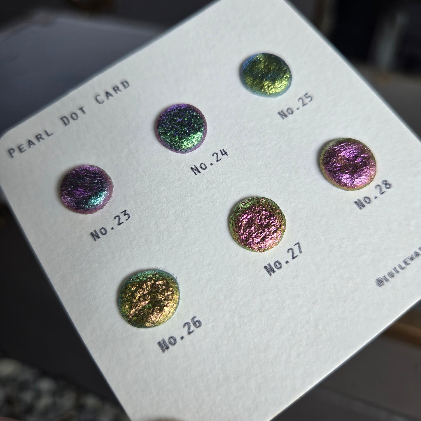 Pearl Dot Card Tester Sampler Watercolor Shimmer Glittery Paints