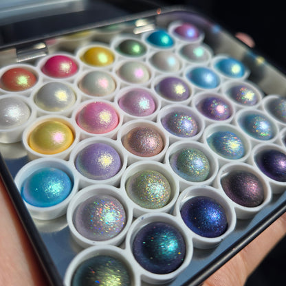 Vol.1 Magical Drop Tiny Sampler set Handmade Shimmer Hologram Color shift Chrome mica Chameleon Watercolor Paint