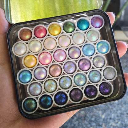 Vol.1 Magical Drop Tiny Sampler set Handmade Shimmer Hologram Color shift Chrome mica Chameleon Watercolor Paint