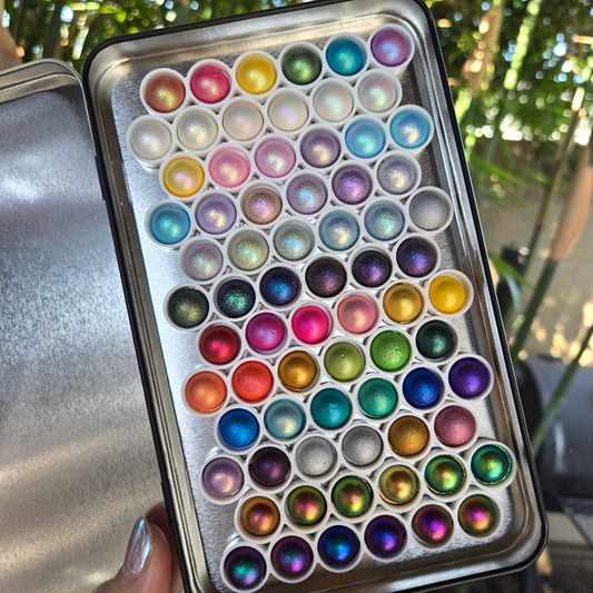 1 & 2 Magical Drop Tiny Sampler set Handmade Shimmer Hologram Color shift Chrome mica Chameleon Watercolor Paint