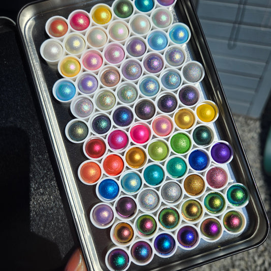 1 & 2 Magical Drop Tiny Sampler set Handmade Shimmer Hologram Color shift Chrome mica Chameleon Watercolor Paint