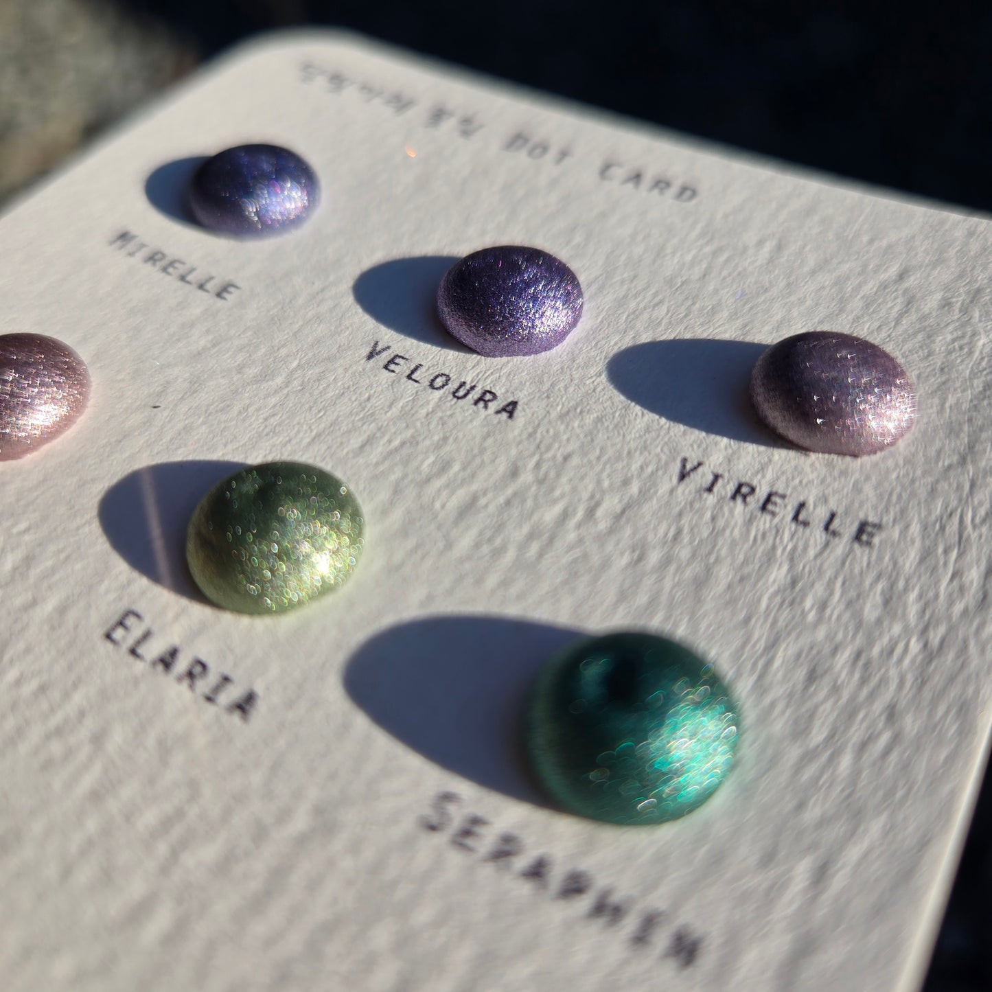 Petalune Dot Card Handmade Sampler Christmas Chrome Iridescent Shimmer Watercolor Paints