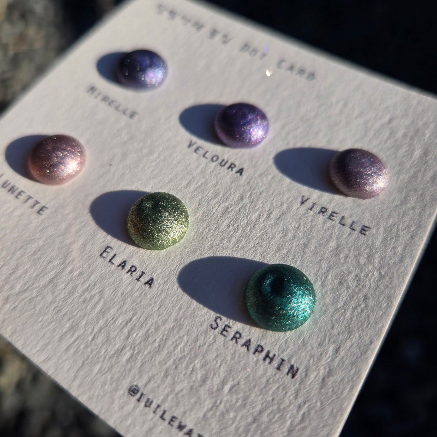 Petalune Dot Card Handmade Sampler Christmas Chrome Iridescent Shimmer Watercolor Paints