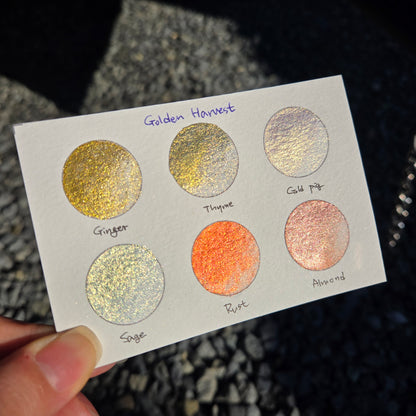 Golden Harvest set Handmade Mica Shimmer Watercolor Paints