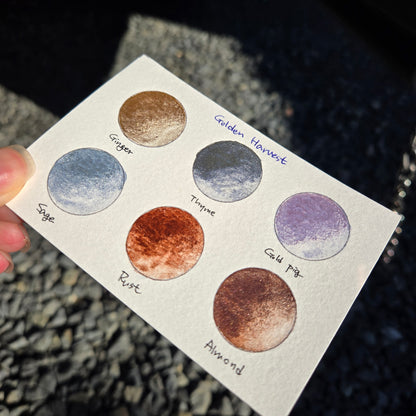 Golden Harvest set Handmade Mica Shimmer Watercolor Paints