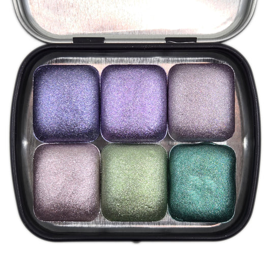 Half Petalune [달빛 아래 꽃잎] Set Handmade Shine Chrome Shimmer Watercolor Paints