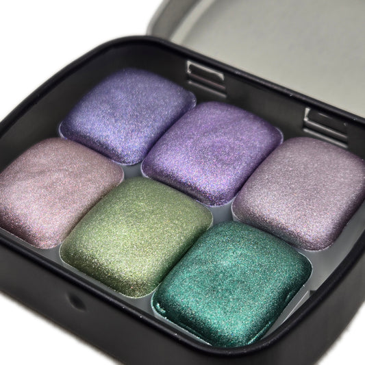 Half Petalune [달빛 아래 꽃잎] Set Handmade Shine Chrome Shimmer Watercolor Paints
