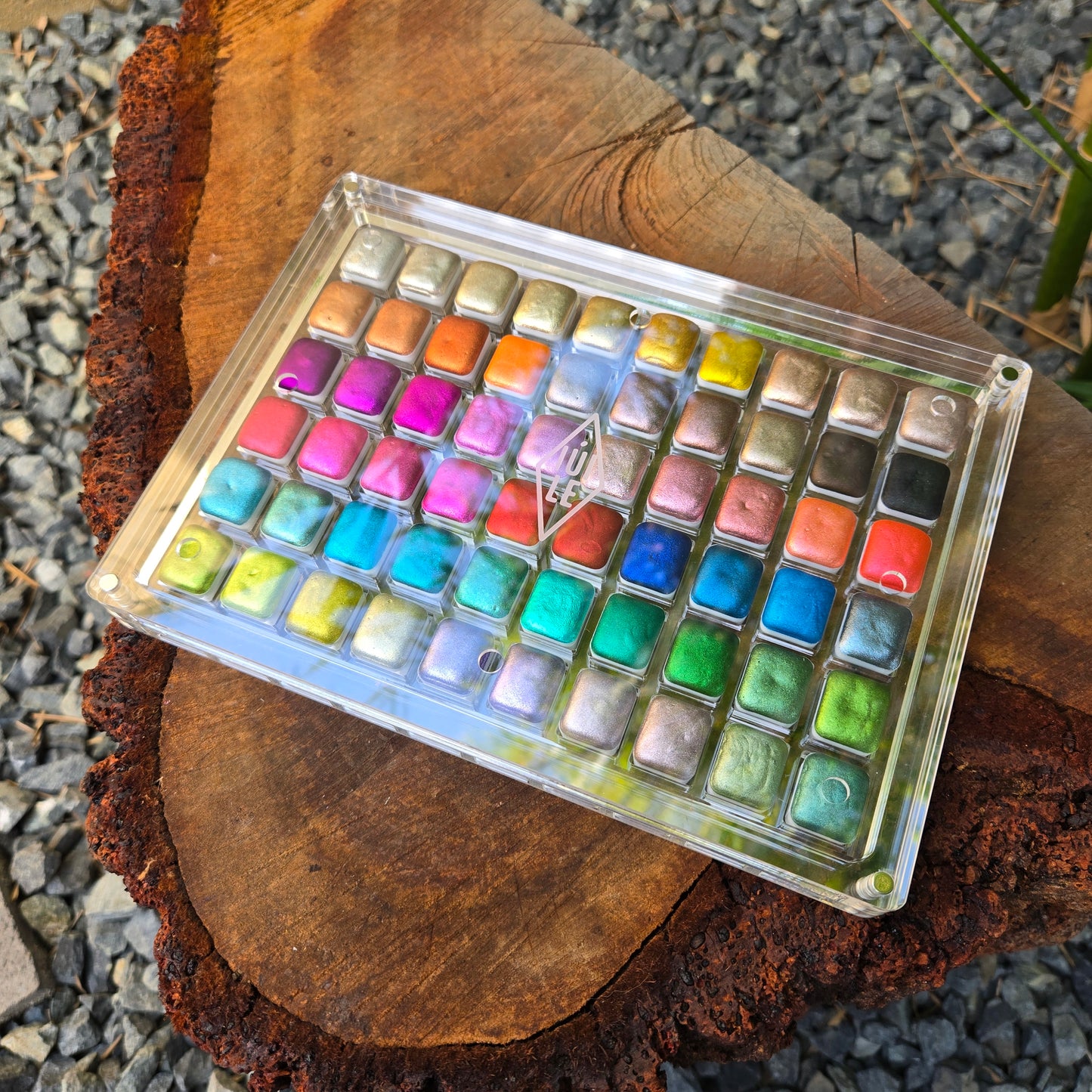 Christmas 60 set with Acrylic case Handmade Shine Chrome Shimmer Watercolor Paints