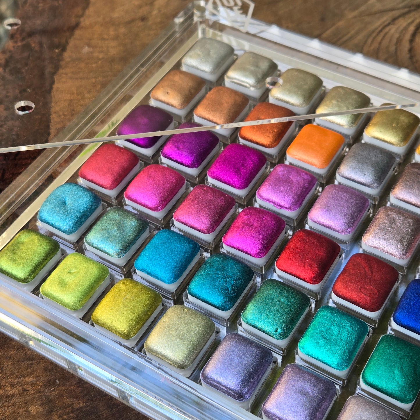 Christmas 60 set with Acrylic case Handmade Shine Chrome Shimmer Watercolor Paints