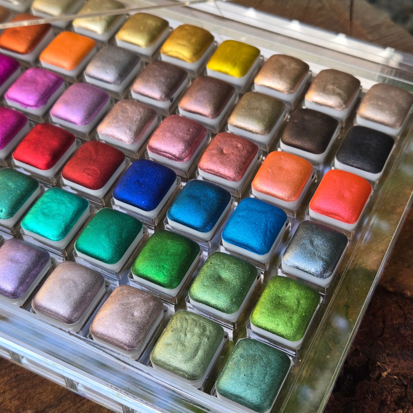 Christmas 60 set with Acrylic case Handmade Shine Chrome Shimmer Watercolor Paints