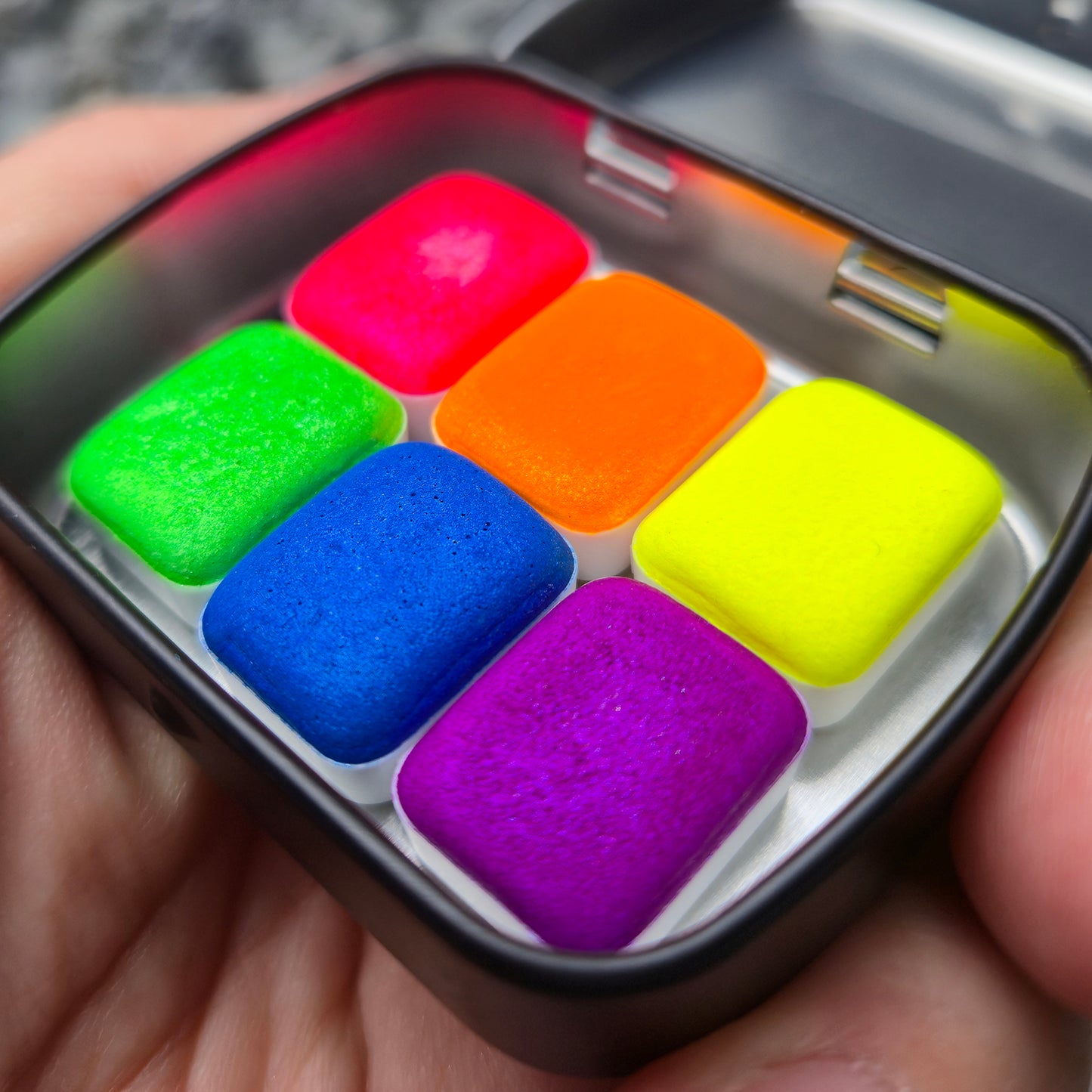 Quarter Neon night set Handmade Shimmer Metallic Chameleon Colorshift Watercolor Paint