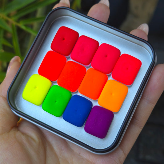 Quarter Neon set Handmade watercolor paints iuilewatercolors