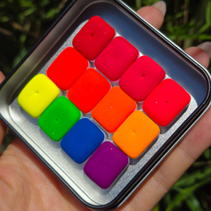 Quarter Neon set Handmade watercolor paints iuilewatercolors
