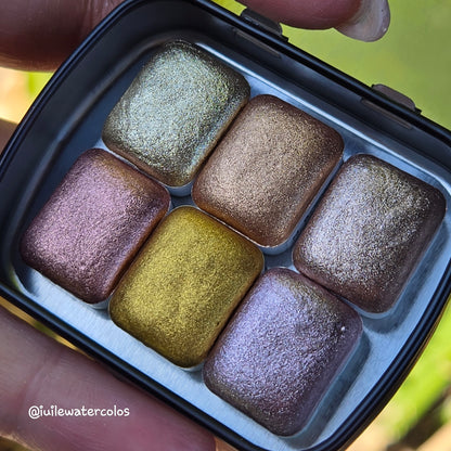 Quarter Glow Glam Christmas Set Metallic Chrome Shimmer Handmade Watercolor Paints