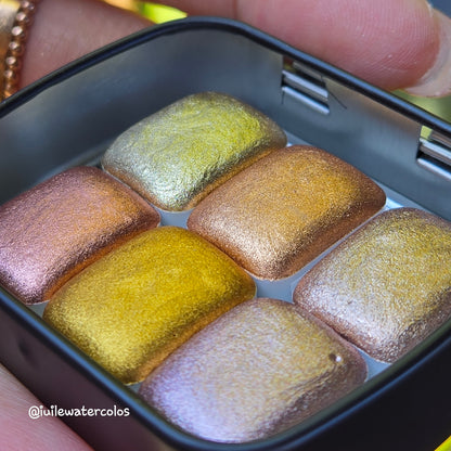 Quarter Glow Glam Christmas Set Metallic Chrome Shimmer Handmade Watercolor Paints