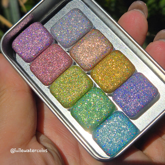 Quarter HG set Hologram glitter handmade watercolor paints