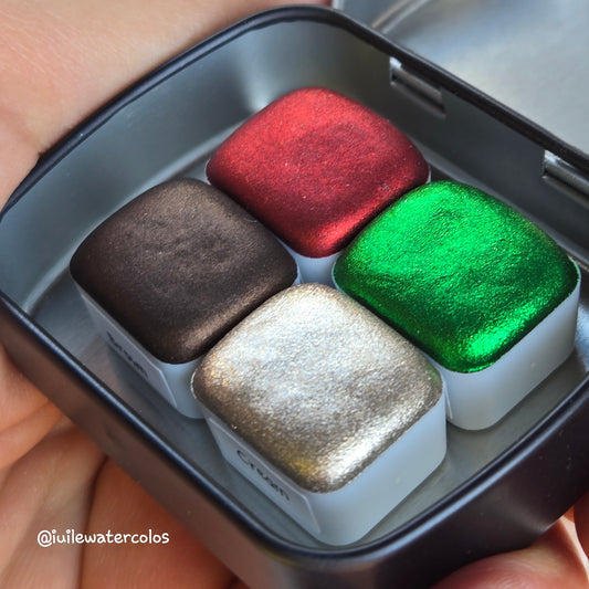 Half Vintage Velvet Handmade Christmas Shimmer Watercolor Paints