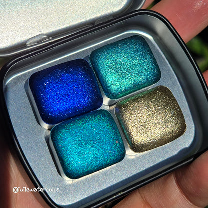 Half Deep Ocean Glow Handmade Christmas Shimmer Watercolor Paints
