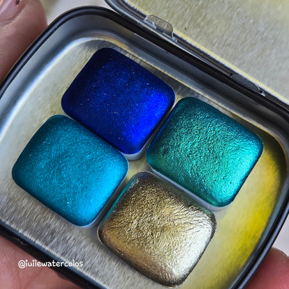 Half Deep Ocean Glow Handmade Christmas Shimmer Watercolor Paints