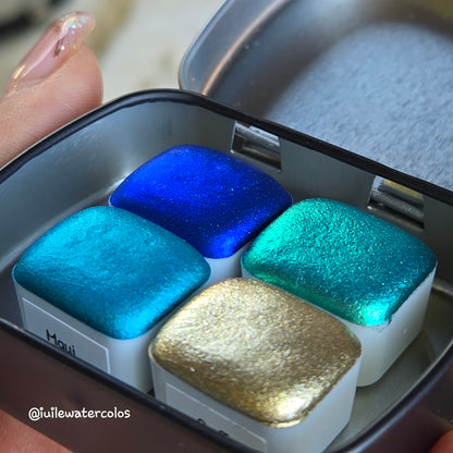 Half Deep Ocean Glow Handmade Christmas Shimmer Watercolor Paints