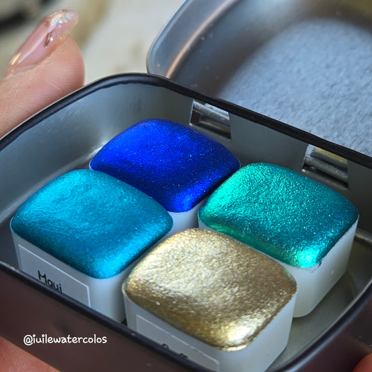 Half Deep Ocean Glow Handmade Christmas Shimmer Watercolor Paints